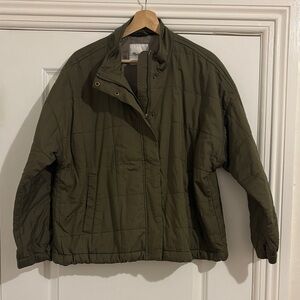 Madewell Olive Green Quilted Cotton Bomber Jacket